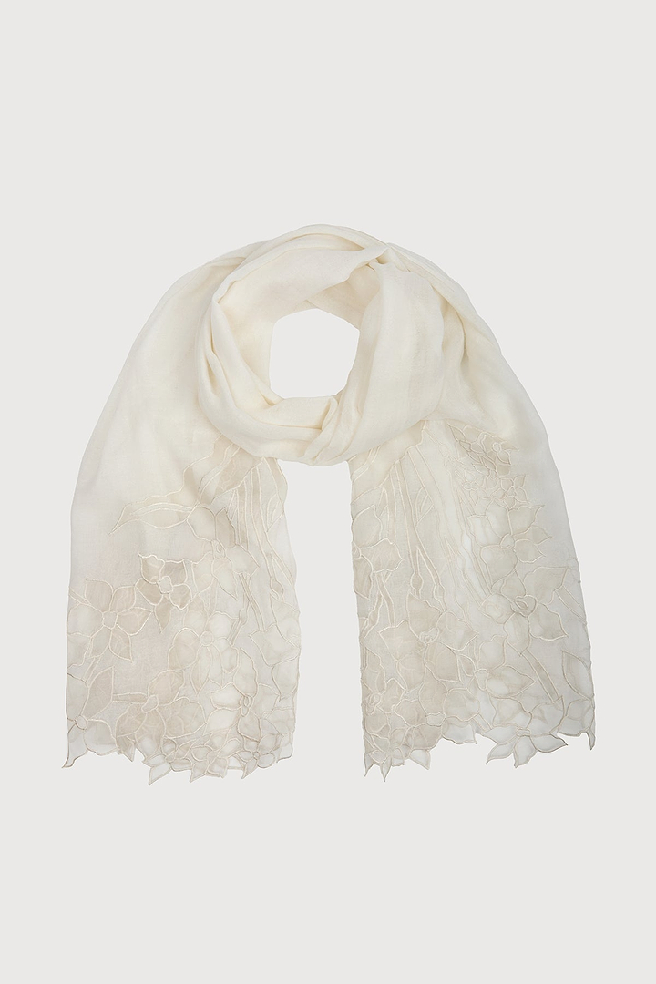 Vine with Floral Applique Wool Scarf