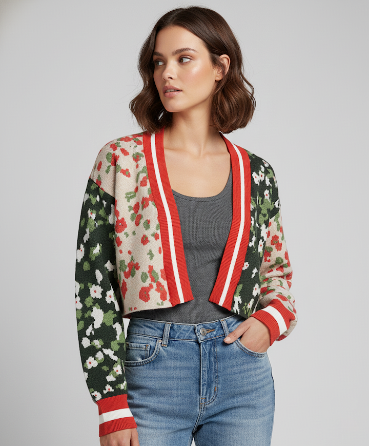 Multitone Floral Cardigan - Red Multi
