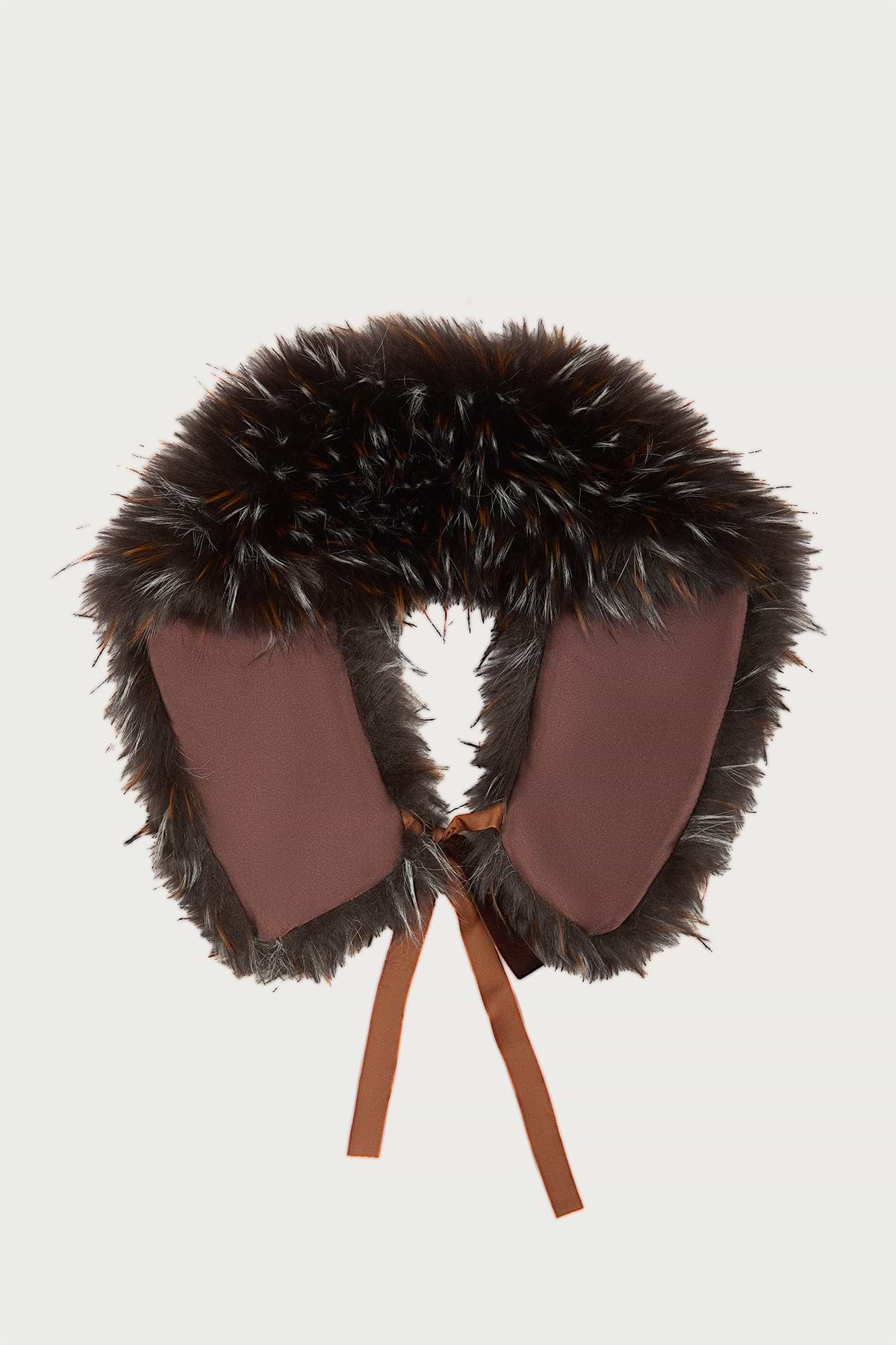 Faux Fur Tie Collar - Brown Multi
