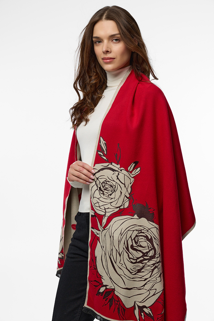 Bold Floral Reversible Scarf - Maroon