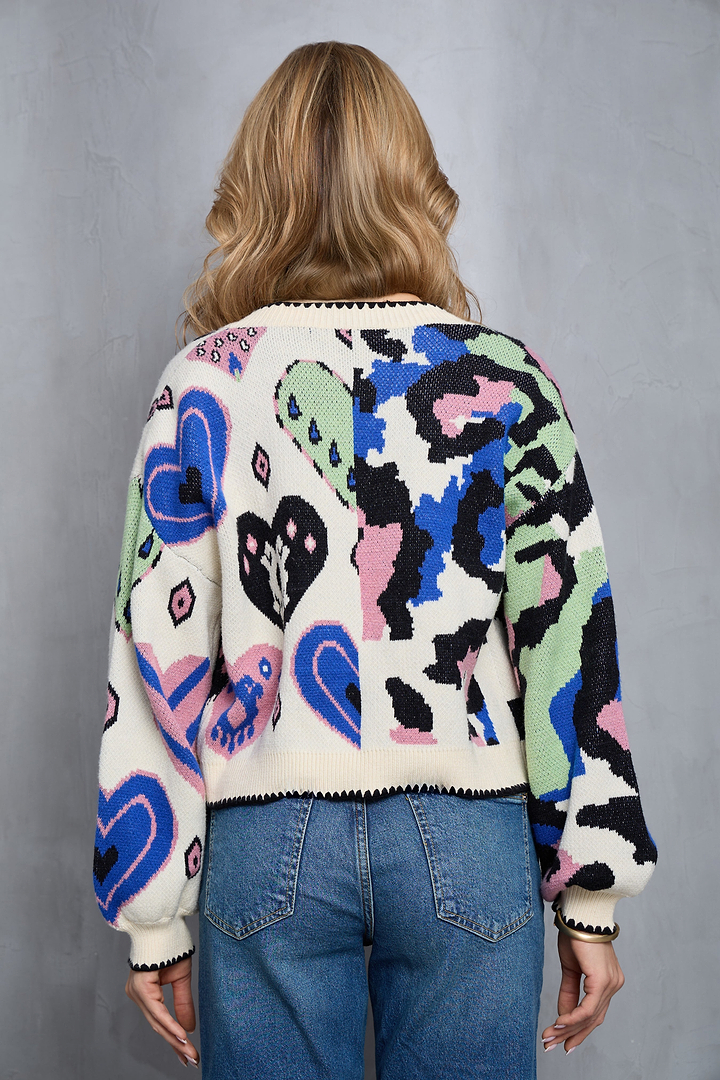 Animal Heart Open Cardigan - Multi