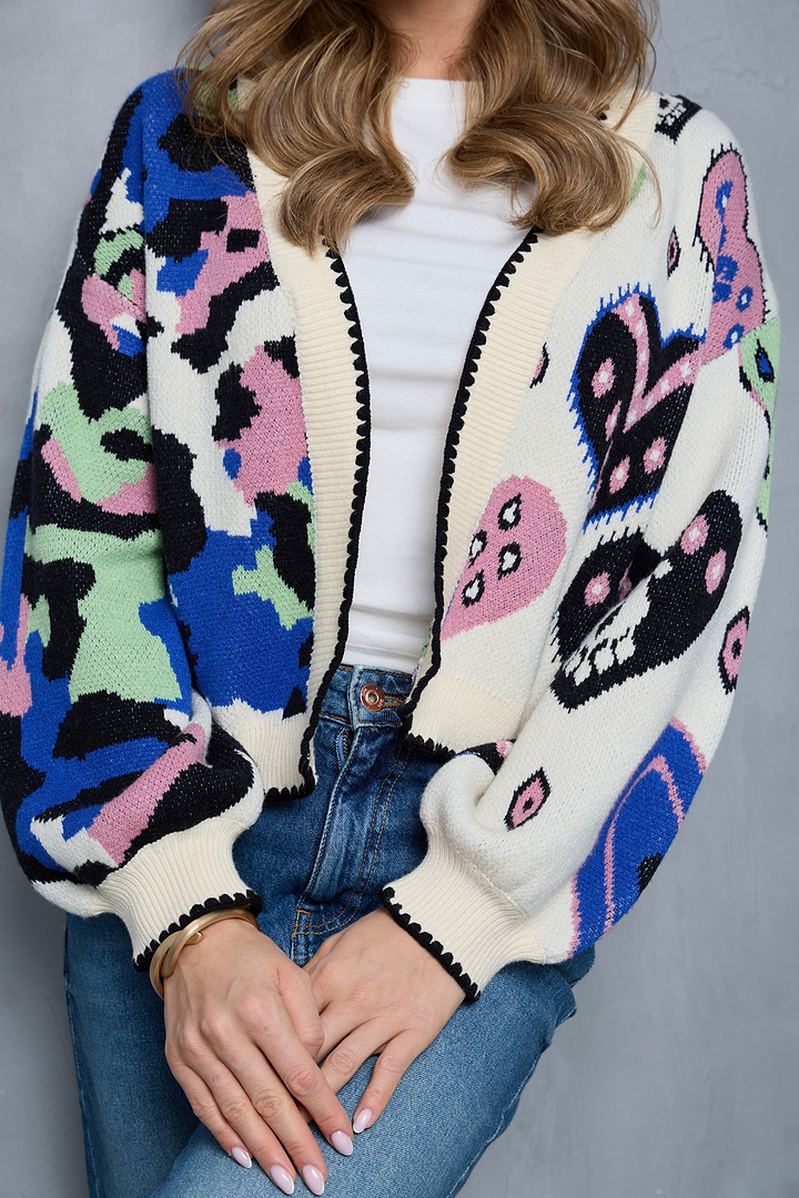 Animal Heart Open Cardigan - Multi