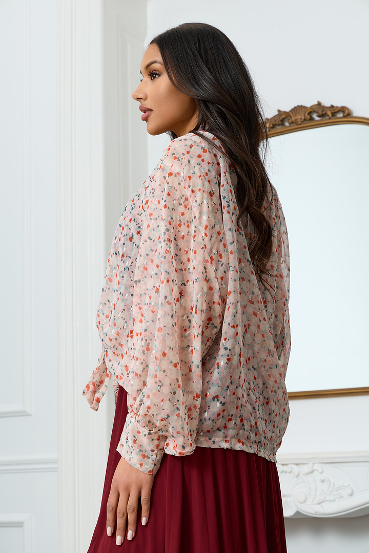 Tie Front Floral Kimono - Lavender Blush