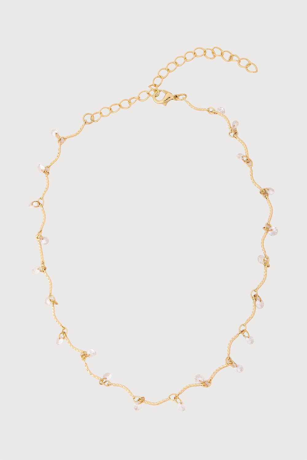 Crystal Dainty Station Necklace - Clear