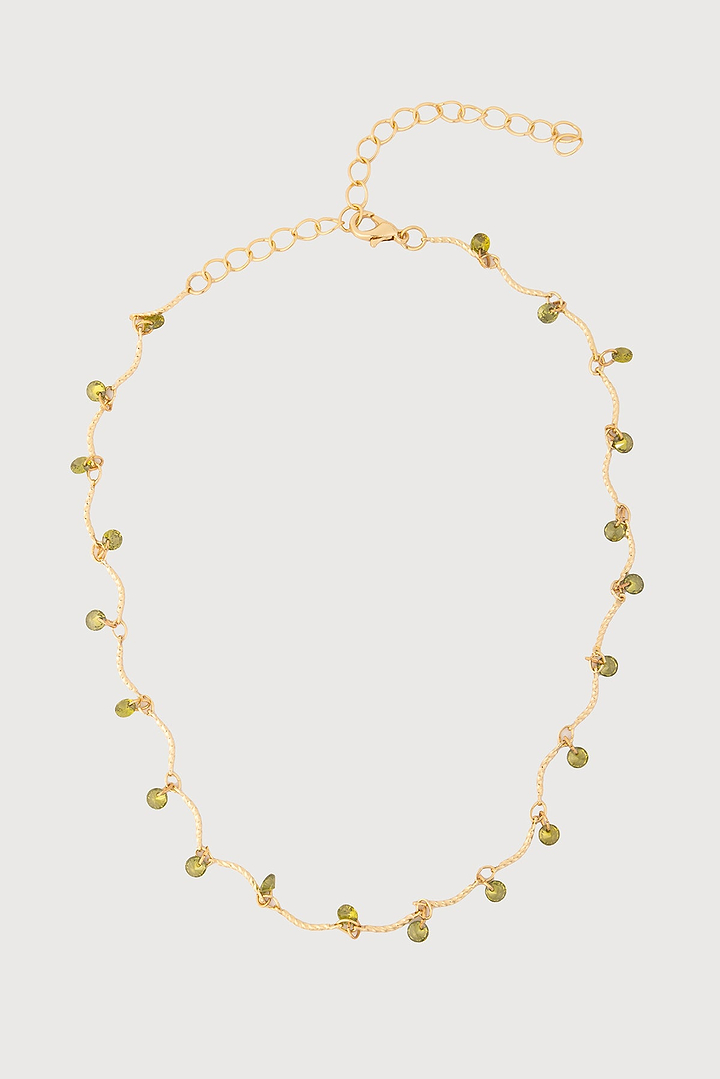 Crystal Dainty Station Necklace - Green