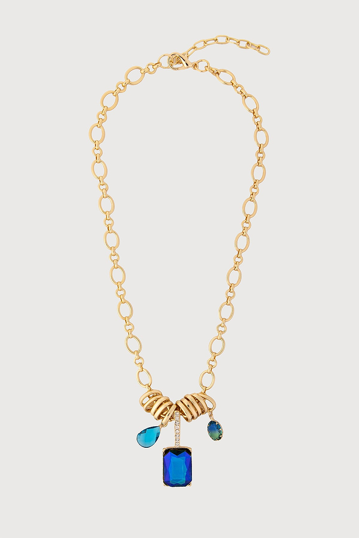 Jewel Charm Link Necklace - Blue