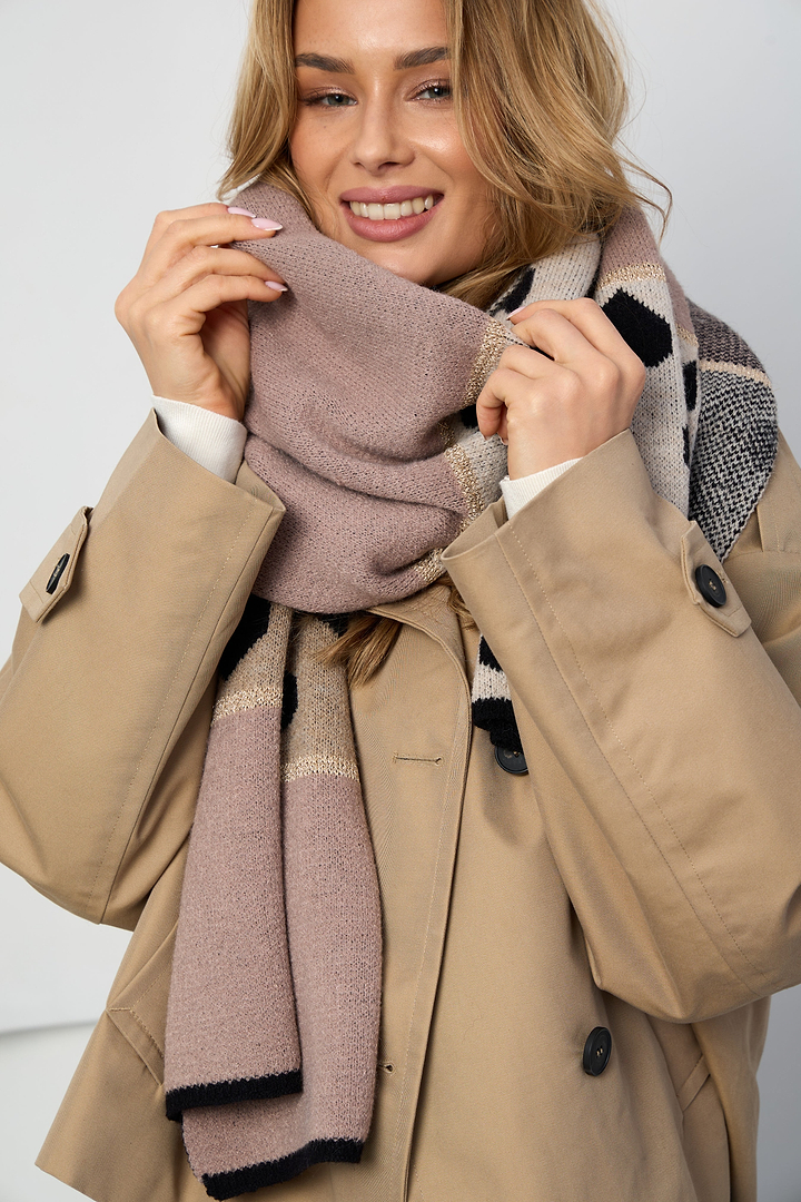 Heart Mixed Pattern Scarf - Mauve