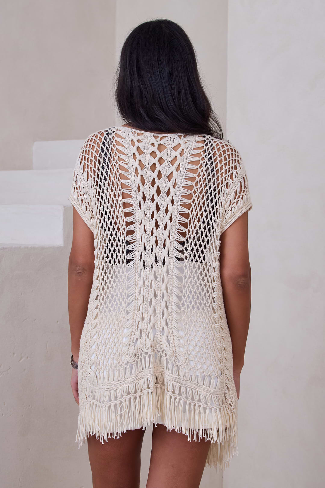 Moondial Crochet Kimono - Beige
