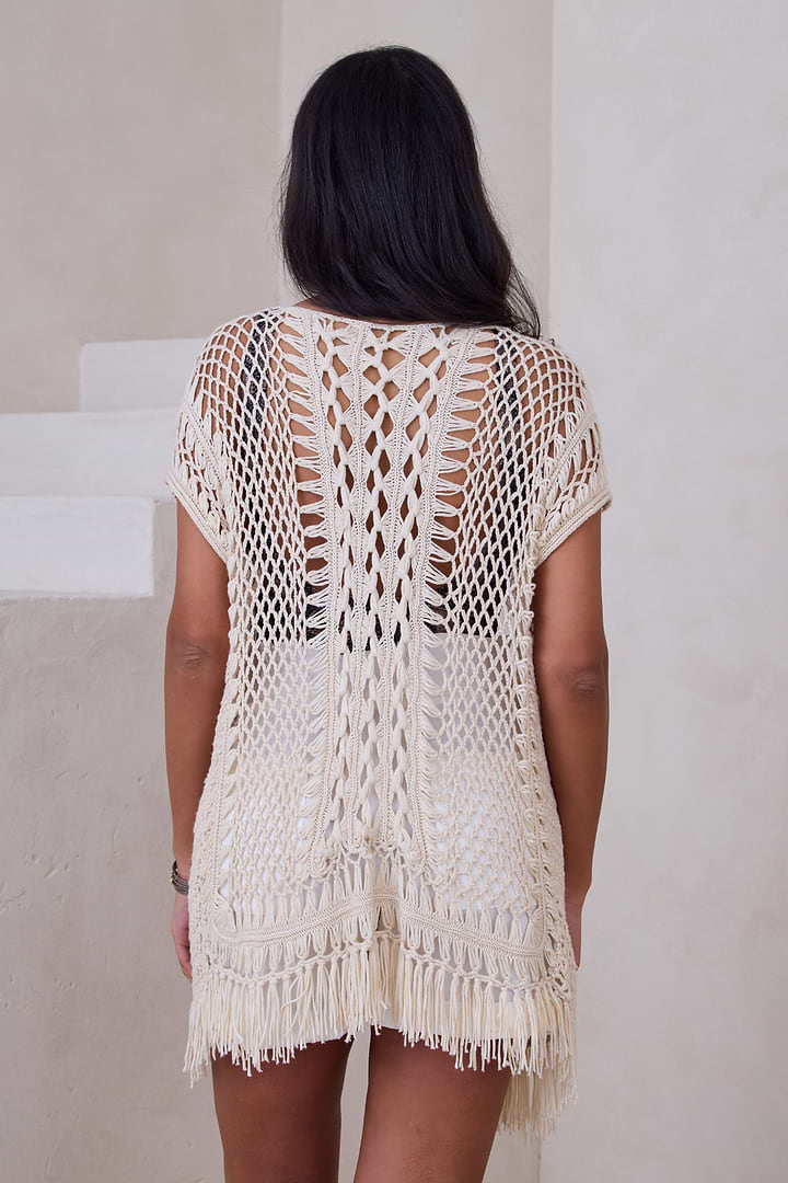 Moondial Crochet Kimono - Beige
