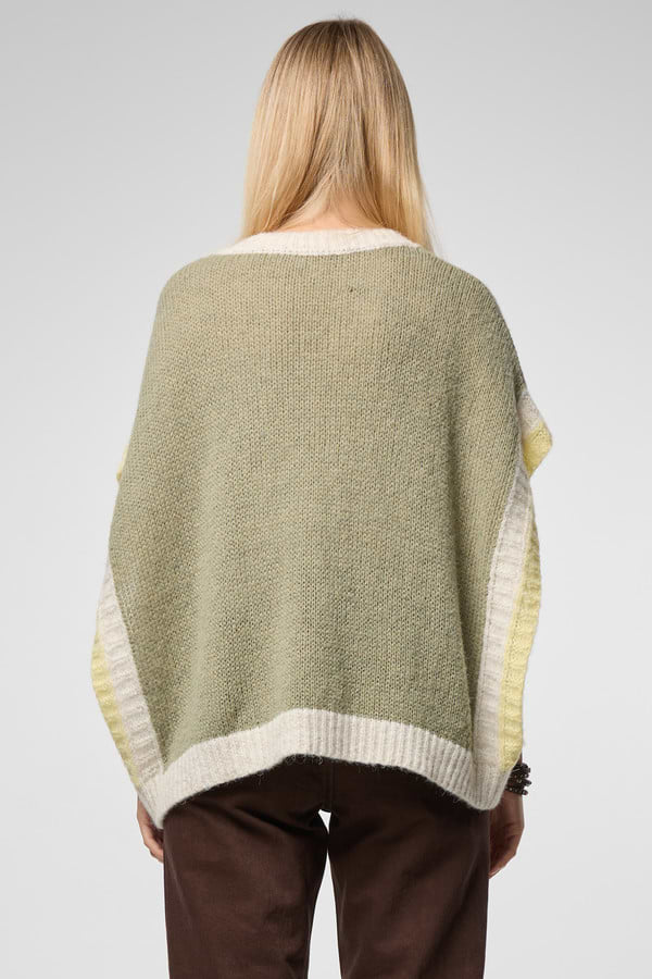 Colorblock Knit Sweater Vest - Moss