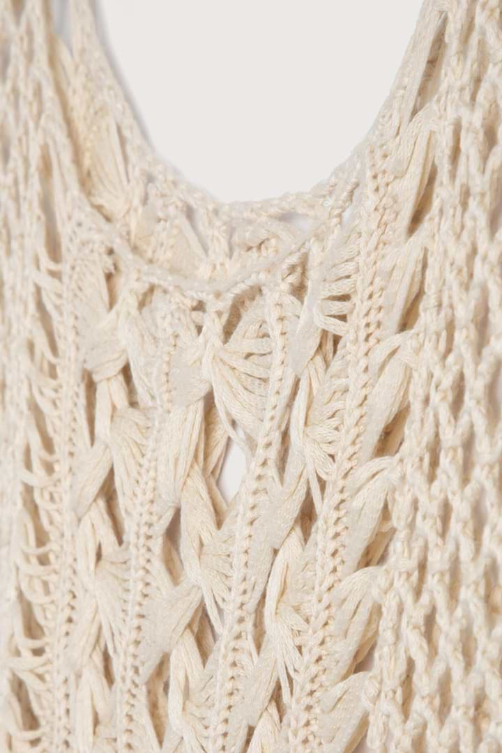 Bohemian Crochet Fringed Tunic - Ivory