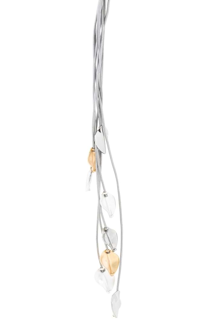 Metallic Leaf Leather Necklace - Grey