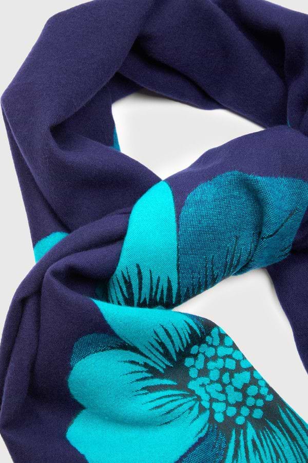 Fresh Floral Reversible Scarf - Blue Combo