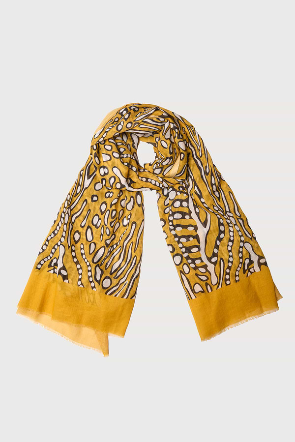 Abstract Animal Print Scarf - Mustard