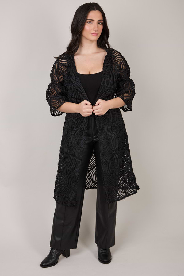 Midi Cutout Duster - Black