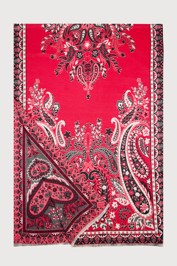Paisley Motif Reversible Scarf - Red