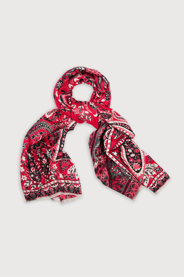 Paisley Motif Reversible Scarf - Red