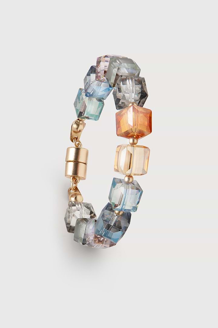 Faceted Bead and Stone Bracelet - Multi