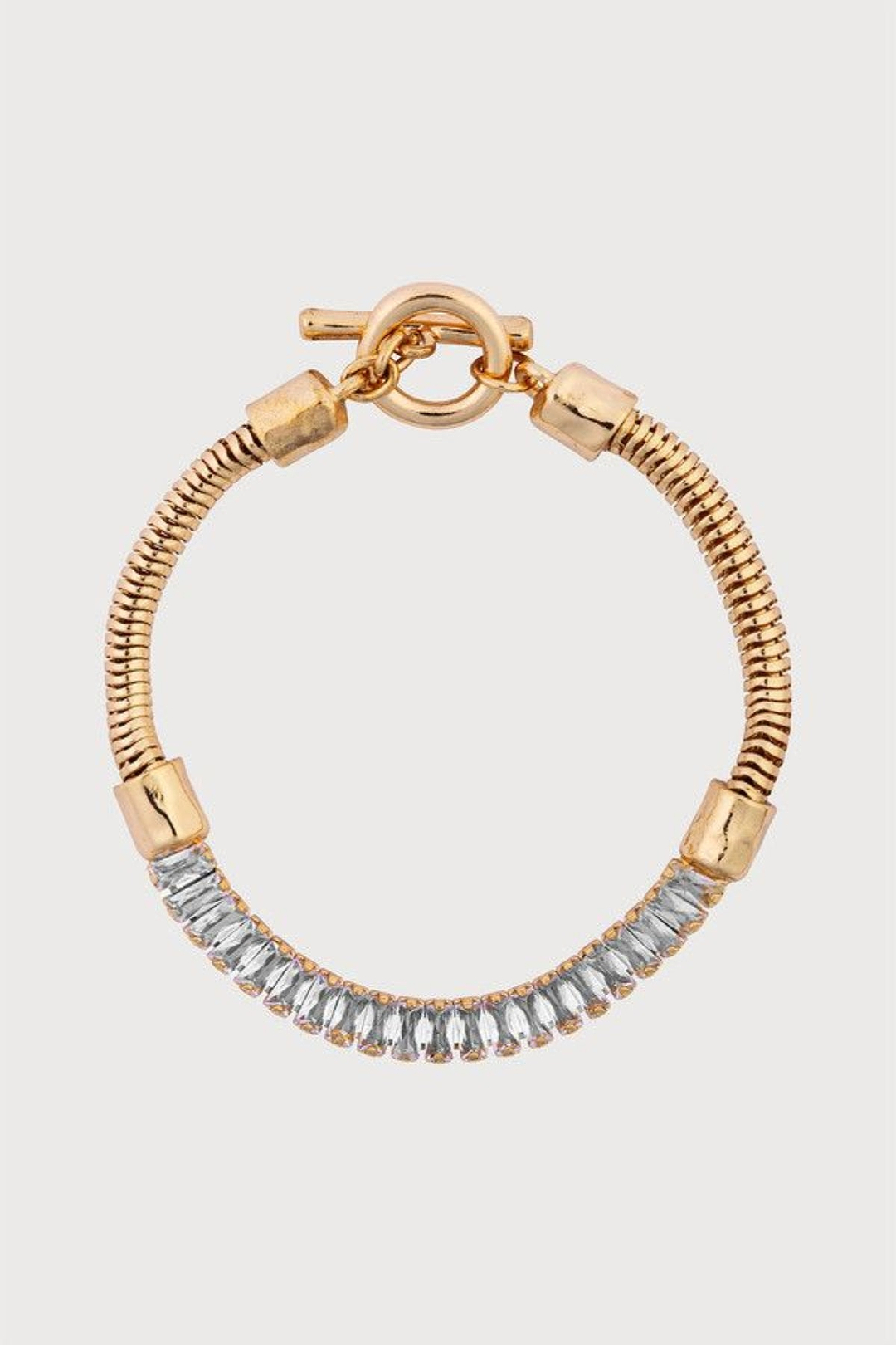 Baguette Crystal Snake Chain Bracelet - Gold