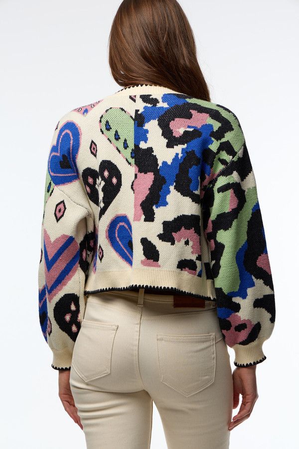 Animal Heart Open Cardigan - Multi