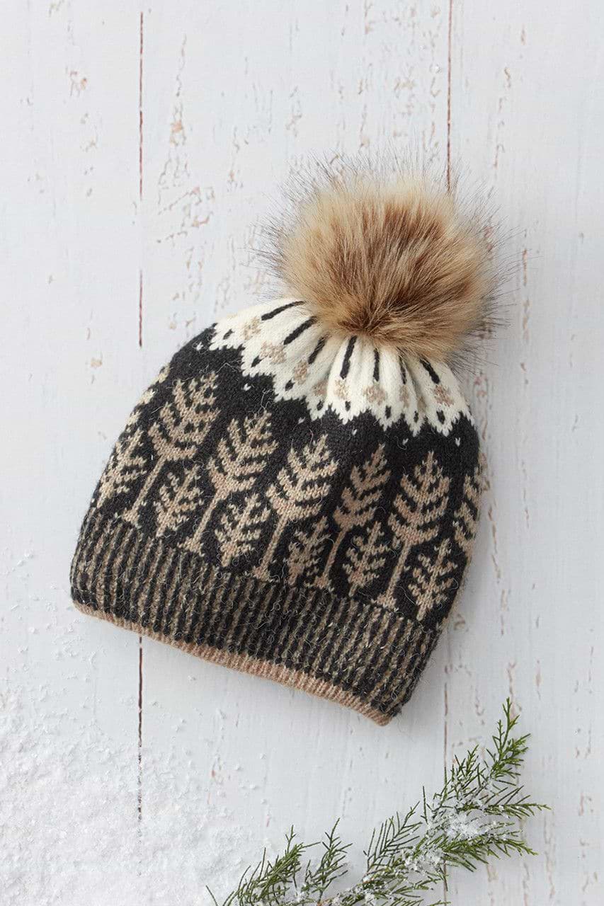 Fair Isle Forest Snow Hat - Black