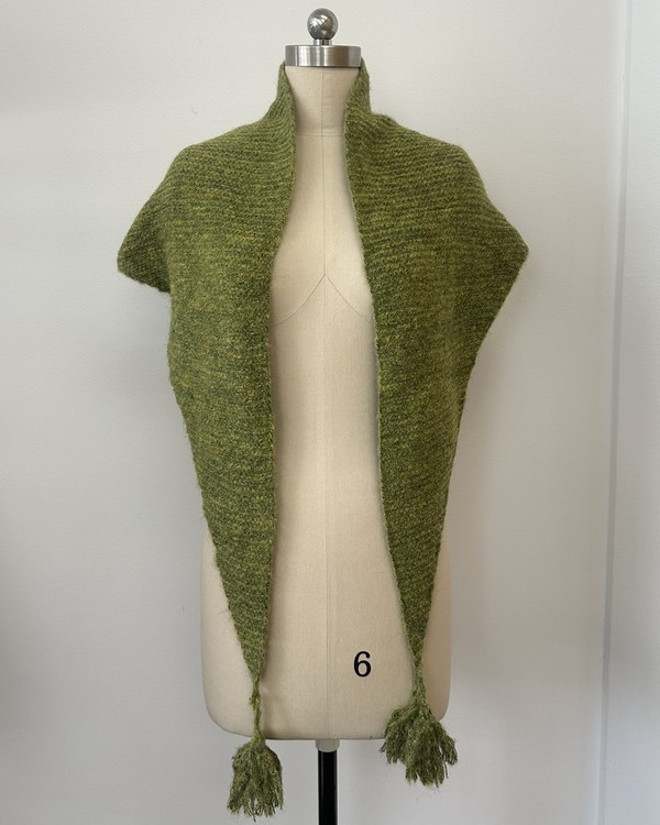 Triangle Scarf with Tassels - Green