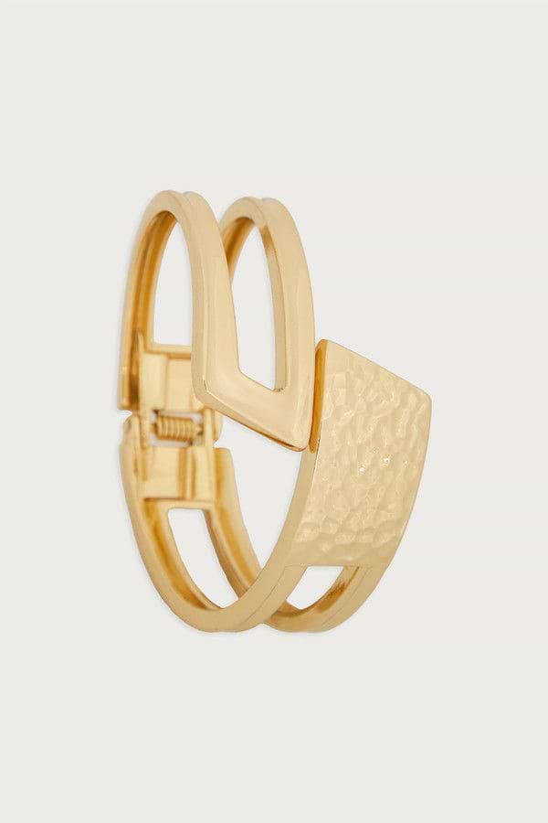 Hammered Overlap Cuff Bracelet - Gold