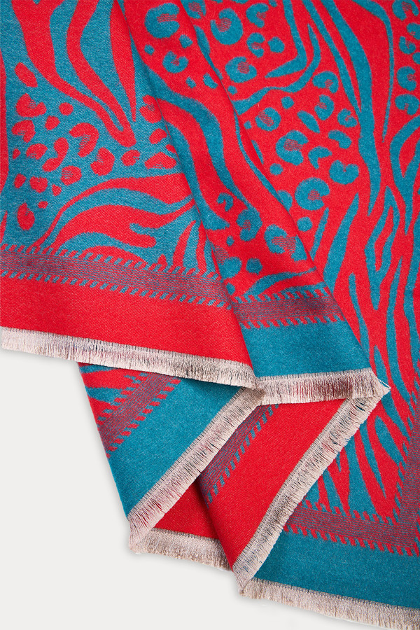 Animal Print Reversible Scarf - Red