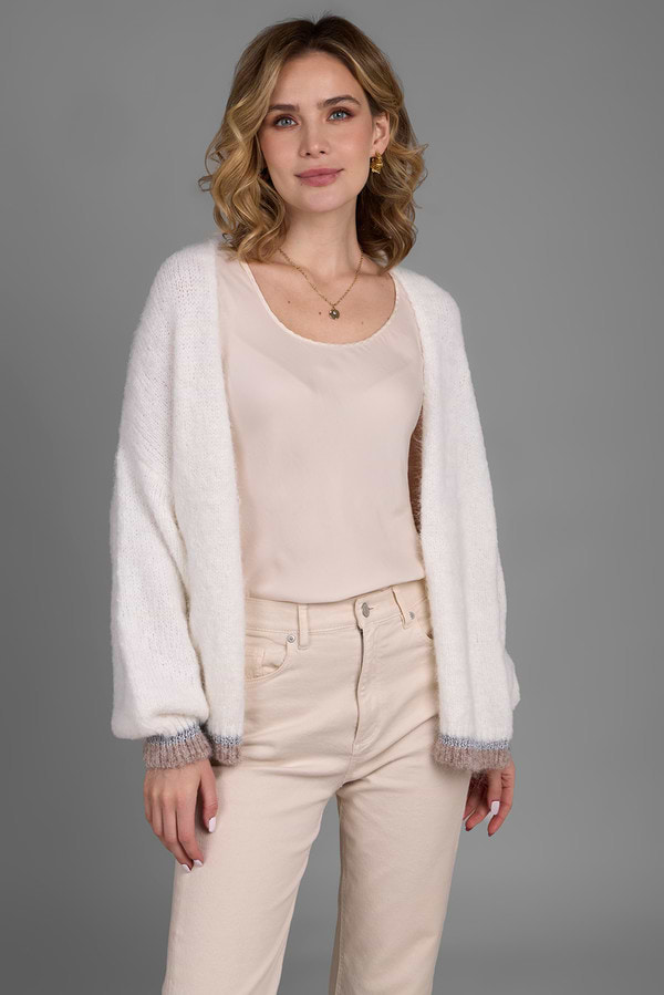 Soft Knit Mohair Cardigan Sweater - White
