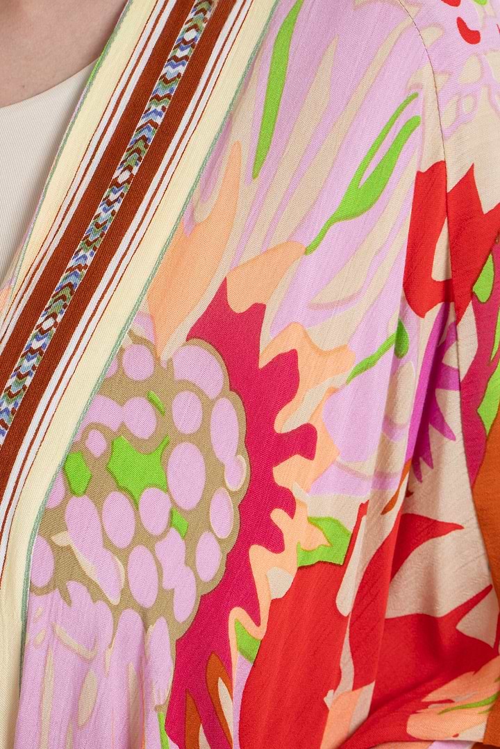 Wing Sleeve Floral Kimono - Pink Multi