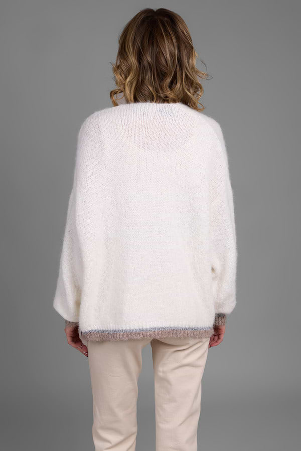Soft Knit Mohair Cardigan Sweater - White