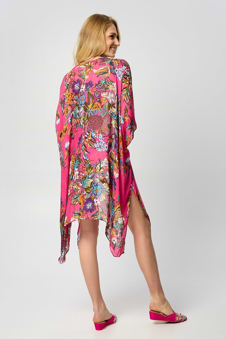 Flowy Floral Kimono - SAACHI - Deep Pink