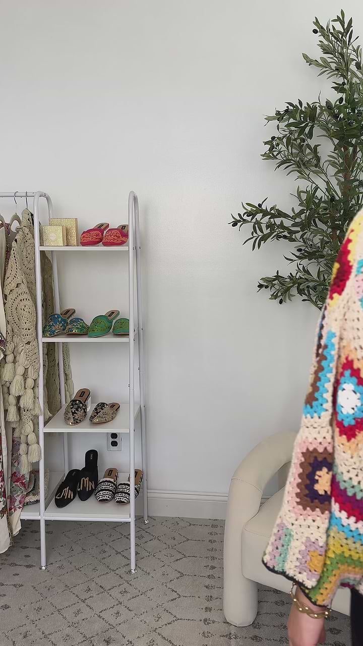 Granny Crochet Jacket Short - Dark Multi