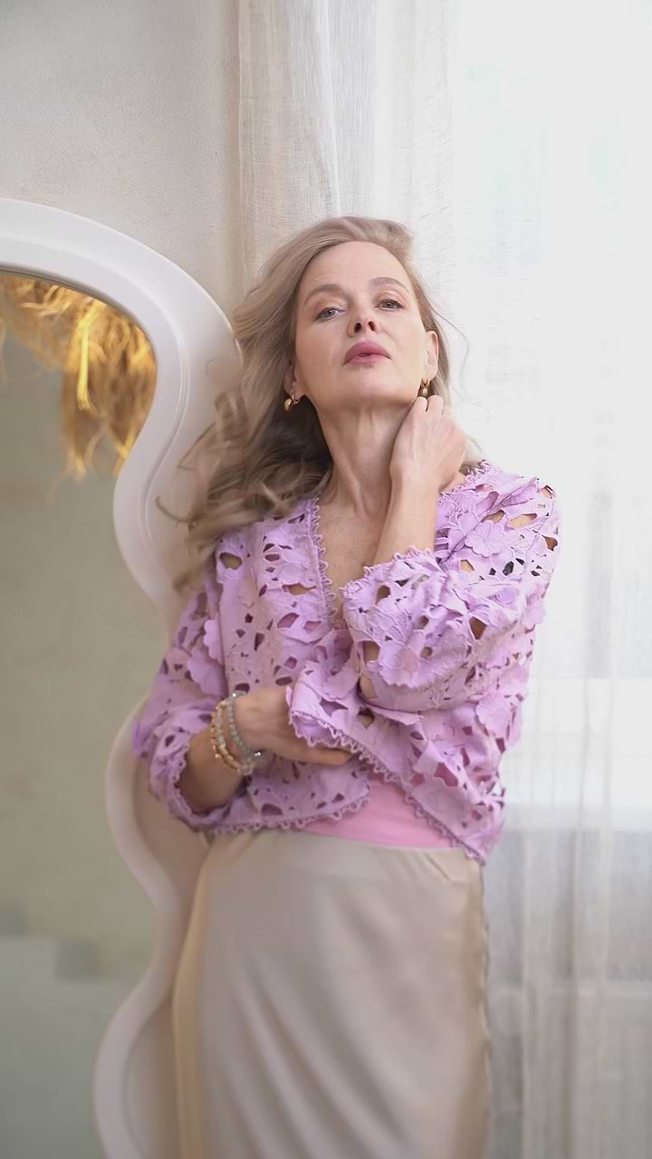 Floral Lace Cut Out Bolero Purple