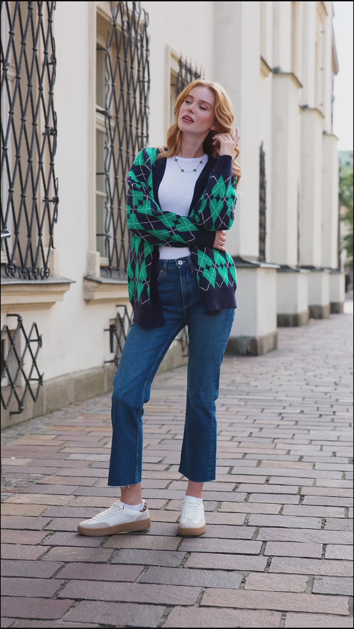 Grandpa Heart Cardigan - Blue Green