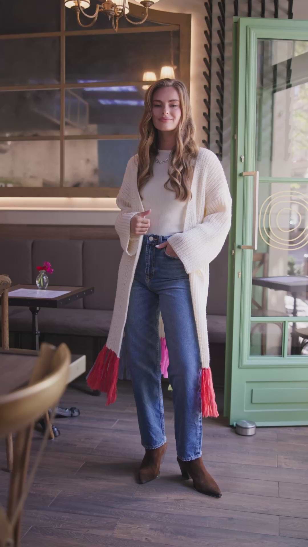 Rainbow Tassel Knit Kimono