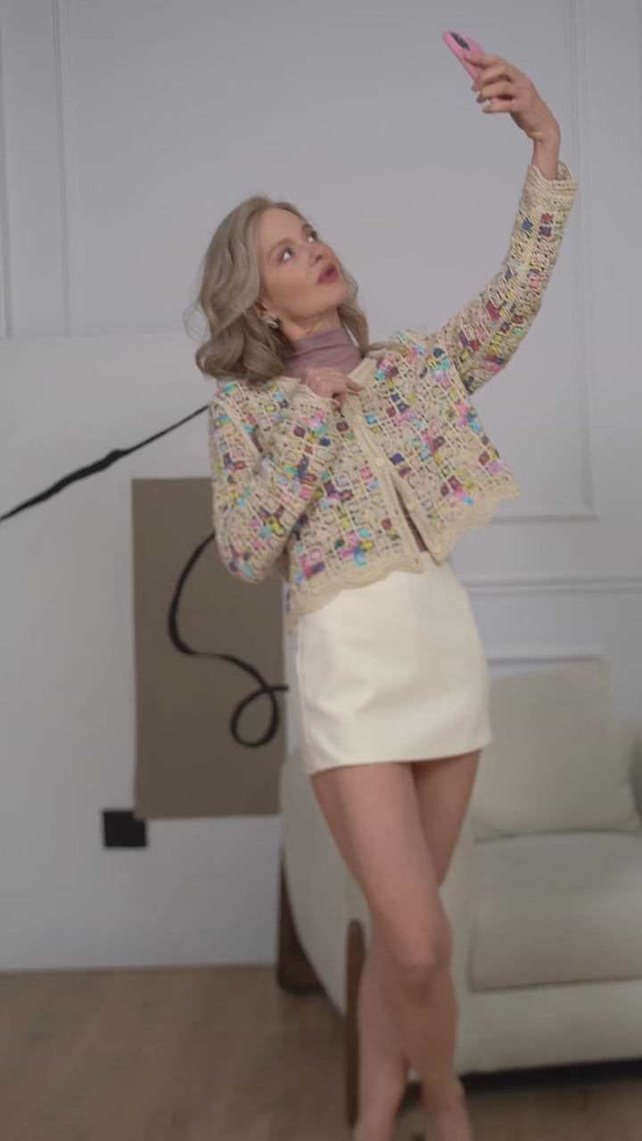 Scalloped Floral Crochet Cardi - Multi