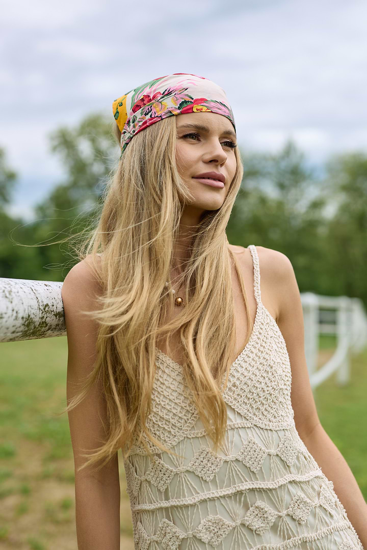 Multi Patterned Floral Bandana - Yellow