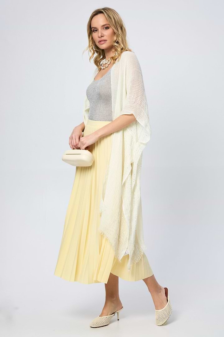 Shimmering Sequin Ruana - Light Yellow