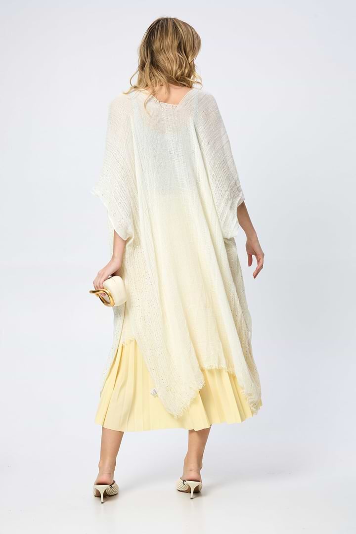 Shimmering Sequin Ruana - Light Yellow