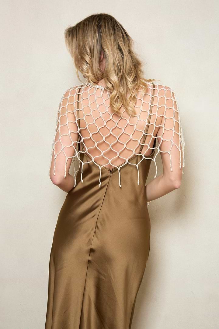 Pearl Beaded Capelet - White