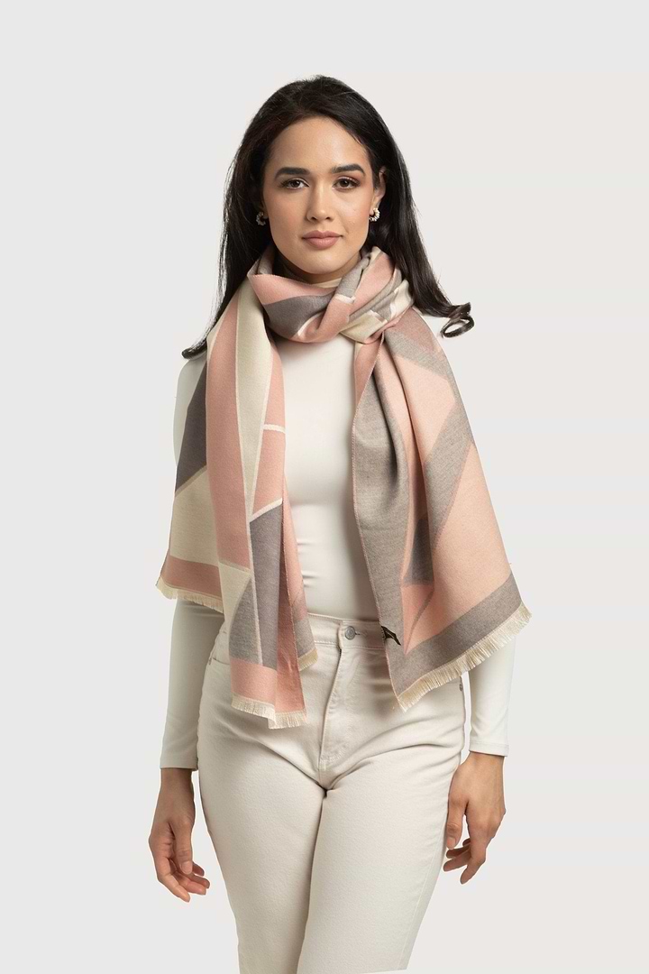 Reversible Geometric Scarf - Light Salmon