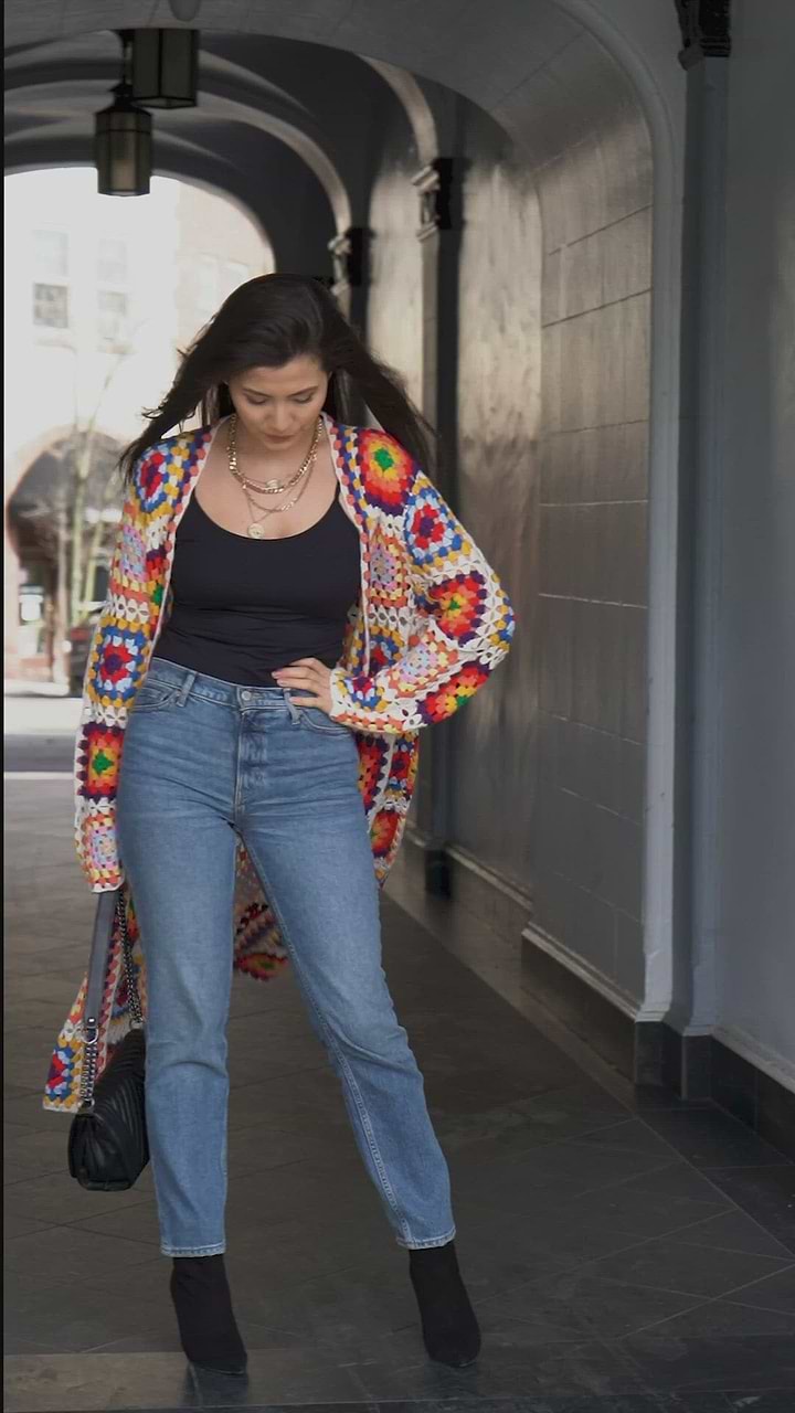 Granny Square Crochet Kimono - Ivory