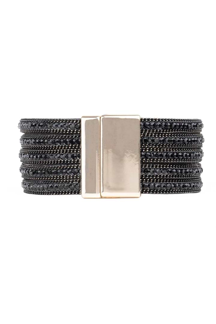 Black Suede Beaded Bracelet - Black