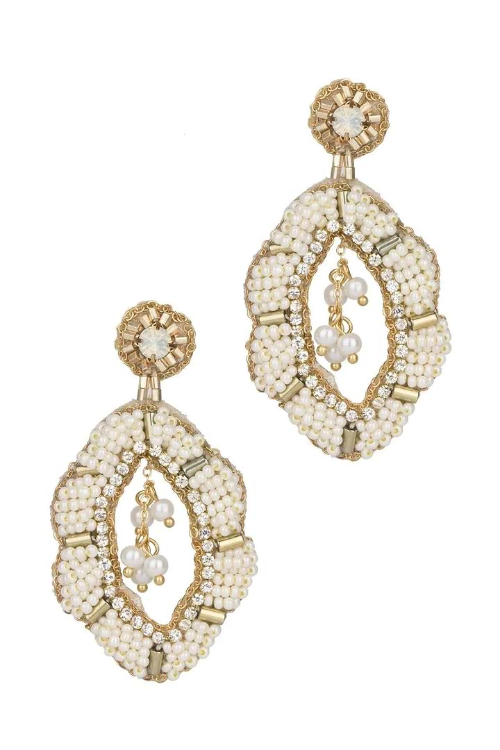Rococo Beaded Statement Earring Ivory