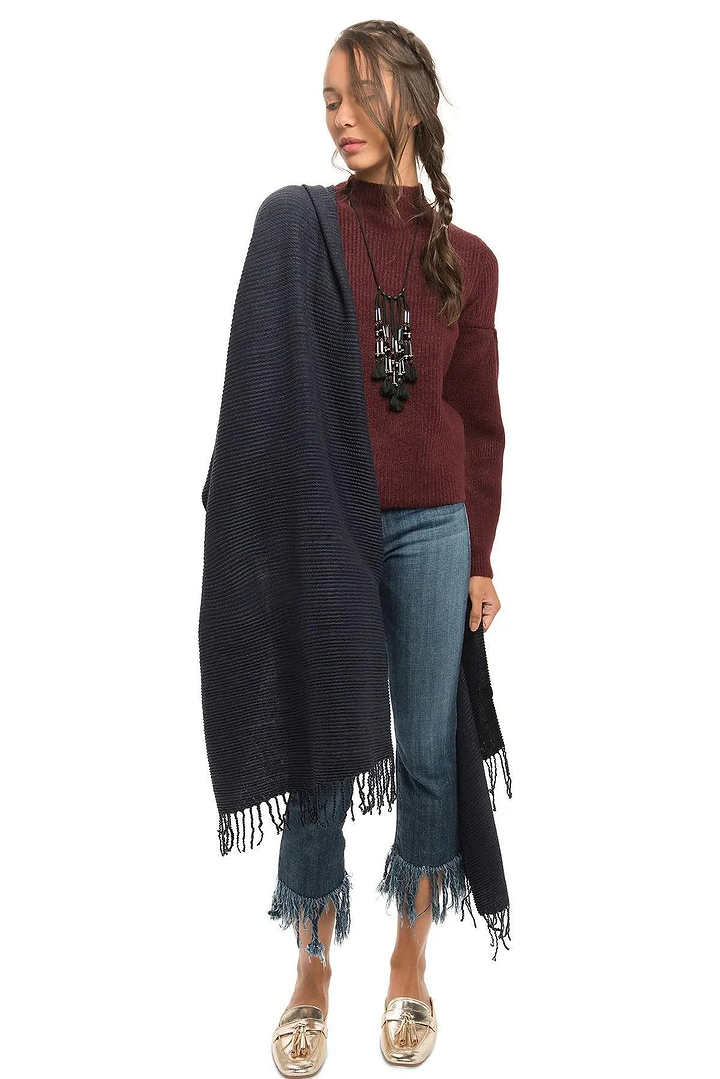 Bias Solid Scarf - Navy