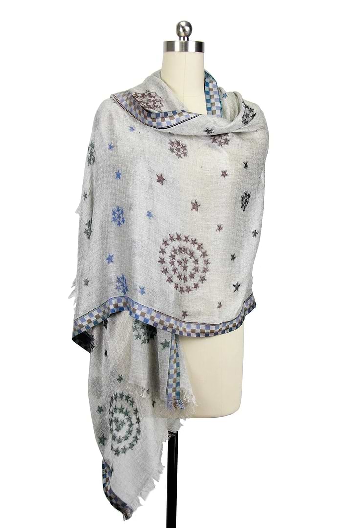 Star Constellation Grey Scarf White Smoke