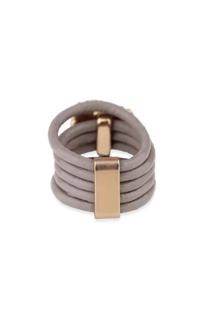 Caviar Leather Ring Gray