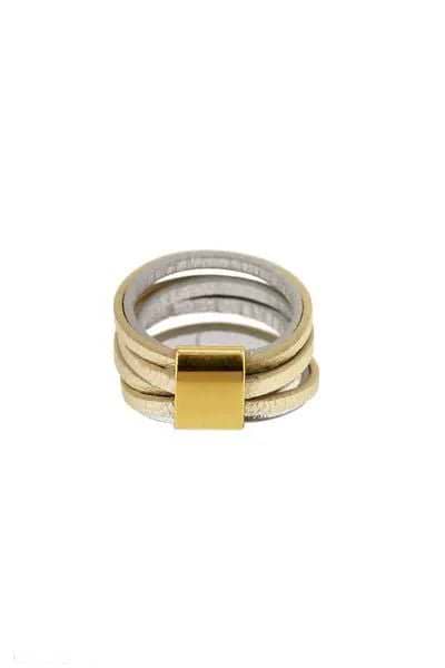 Two Tone Metallic Ring Gold