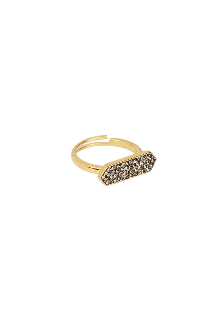 Crystal Bar Gold Plated Ring Gold